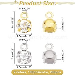 200Pcs 2 Colors Brass Setting with Middle East Rhinestone Pendants&nbsp;RB-FH0001-06