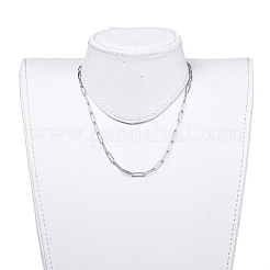 Non-Tarnish 304 Stainless Steel Textured Paperclip Chains Necklaces&nbsp;NJEW-JN02742