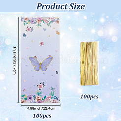 100Pcs Butterfly Printed OPP Cellophane Candy Packaging Bags&nbsp;ABAG-WH20005-43