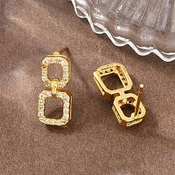 Brass Micro Pave Cubic Zirconia Stud Earrings&nbsp;KK-Z166-01G