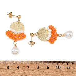 Brass Glass Seed Bead Chandelier Earrings&nbsp;EJEW-MZ00762