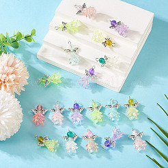 32Pcs 8 Colors Acrylic & Glass Pendants&nbsp;PALLOY-TAC0175