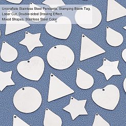 30Pcs 5 Style 304 Stainless Steel Pendants&nbsp;STAS-UN0023-73