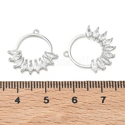 Brass Micro Pave Clear Cubic Zirconia Pendants&nbsp;KK-C259-06P