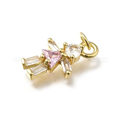 Brass Micro Pave Cubic Zirconia Pendants&nbsp;KK-C090-28G