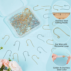100Pcs 2 Colors 304 Stainless Steel Earring Hooks&nbsp;STAS-UN0053-63