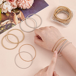32Pcs 4 Styles Iron Wire Round Snake Chain Stretch Bracelets Set&nbsp;BJEW-PH0004-39