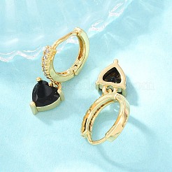 Brass Micro Pave Cubic Zirconia Hoop Dangle Earrings&nbsp;KK-H297-02G-02