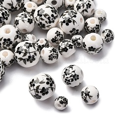 40Pcs 4 Styles Handmade Printed Porcelain Beads&nbsp;PORC-FP0001-04