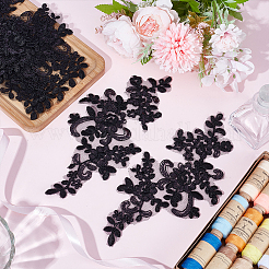 Polyester Metallic Embroidery Lace Appliques&nbsp;PATC-WH0010-80C
