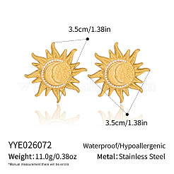 304 Stainless Steel Crystal Rhinestone Sun Moon Stud Earrings for Women&nbsp;BE2917-1