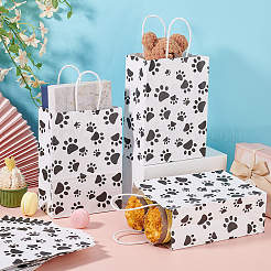 Rectangle with Paw Print Pattern Paper Storage Bags with Handle&nbsp;ABAG-WH0046-38B