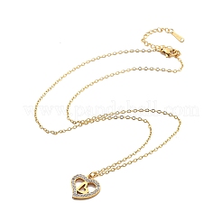 304 Stainless Steel Crystal Rhinestone Heart Pendant Cable Chain Necklaces for Women&nbsp;LS-NJEW-Z056-01C-G