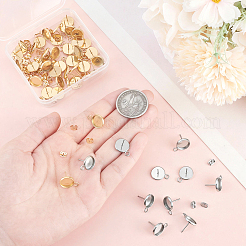 48Pcs 2 Styles Stainless Steel Stud Earring Findings&nbsp;STAS-BBC0010-23B