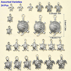 24Pcs 6 Styles Tibetan Style Alloy Sea Turtle Pendants&nbsp;FIND-YW0004-56