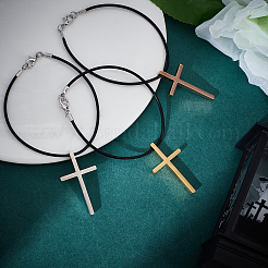 3Pcs 3 Styles Stainless Steel Cross Charms Bracelet Sets&nbsp;BJEW-DR00001