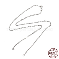 Rhodium Plated 925 Sterling Silver Textured Link Chain Necklaces Making&nbsp;STER-B001-04P