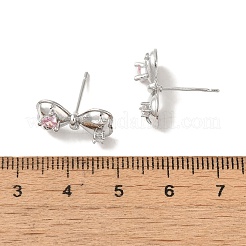 Left and Right Rack Plating Brass Micro Pave Cubic Zirconia Studs Earring Findings&nbsp;LS-KK-K371-10P
