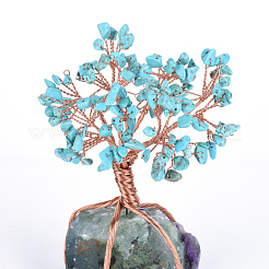 Natural African Turquoise(Jasper) Chips and Fluorite Pedestal Display Decorations&nbsp;G-S282-06