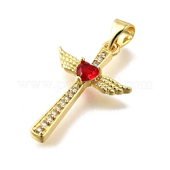 Brass Micro Pave Cubic Zirconia Pendants&nbsp;KK-Q066-40G