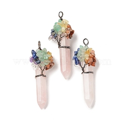 7 Chakra Pointed Natural & Synthetic Mixed Gemstone Big Pendants&nbsp;G-C012-01R