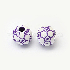 Football Craft Style Acrylic Beads&nbsp;X-SACR-R886-06