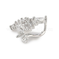 Brass Micro Pave Clear Cubic Zirconia Hoop Earring Findings&nbsp;KK-D369-03P