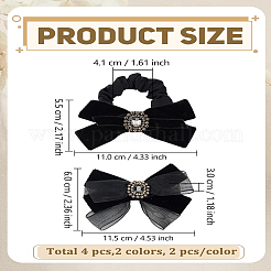 2Pcs Bowknot Polyester Hair Barrettes&nbsp;OHAR-LP0004-43