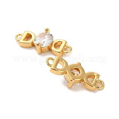 Brass Pave Clear Cubic Zirconia Letter D Connector Charms&nbsp;KK-H515-09G