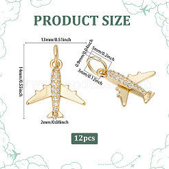 12Pcs Rack Plating Brass Micro Pave Cubic Zirconia Charms&nbsp;KK-ME0001-53