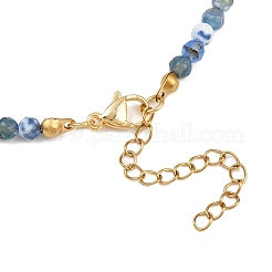 Synthetic Turquoise & Dyed Natural Agate Faceted Round Beaded Starfish 304 Stainless Steel Pendant Necklaces for Women&nbsp;NJEW-JN05458-02