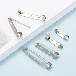 Iron Brooch Pin Back Safety Catch Bar Pins with Holes&nbsp;IFIN-X0029-P