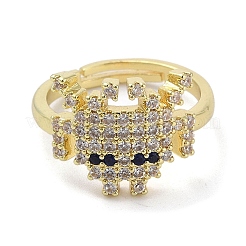 Real 18K Gold Plated Brass Pave Cubic Zirconia Adjustable Rings&nbsp;RJEW-M170-05G-01