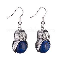 Gemstone Owl Dangle Earrings&nbsp;EJEW-A092-08P