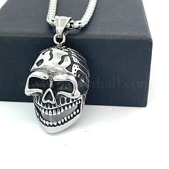 Hip Hop Style 304 Stainless Steel Skull Pendant Necklaces for Men&nbsp;CH7437