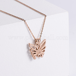 Elegant Stainless Steel Hollow Butterfly Pendant Necklaces for Women&nbsp;XQ2500