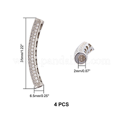 Brass Micro Pave Clear Cubic Zirconia Tube Beads&nbsp;ZIRC-UN0001-01P