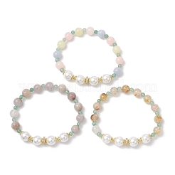 3Pcs Natural Green Aventurine & Citrine & Amethyst & White Jade Imitation Morganite Beaded Stretch Bracelets for Women&nbsp;BJEW-JB11932