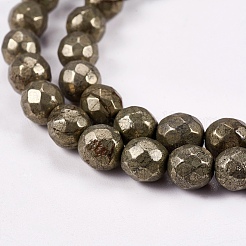 Natural Pyrite Round Beads Strands&nbsp;G-L031-6mm-02