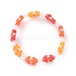 Glass Beaded Flower Wrap Stretch Finger Ring for Women&nbsp;RJEW-MZ00002