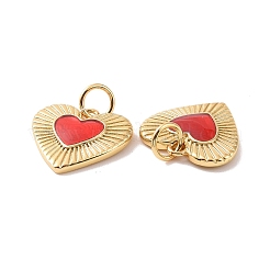 Heart Brass Enamel Pendants&nbsp;KK-G435-07G-01