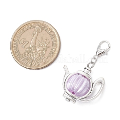 Acrylic Imitation Pearl & Tibetan Silver Alloy Teapot Pendant Decorations&nbsp;HJEW-JM03980