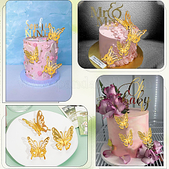 15Pcs 3 Styles Hollow Butterfly Acrylic Mirror Effect Cake Toppers&nbsp;DIY-SC0024-81A