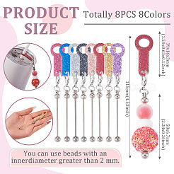 8Pcs 8 Colors Acrylic Straw Pendant Beadable Bar&nbsp;HJEW-TA0001-51
