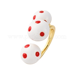 Brass Enamel Open Cuff Rings for Women&nbsp;RJEW-U057-23G