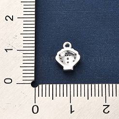 925 Sterling Silver Micro Pave Clear Cubic Zirconia Shell Shaped Charms&nbsp;STER-U009-09S-01