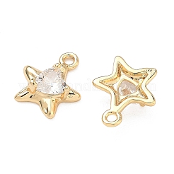 Brass Pave Clear Cubic Zirconia Pendants&nbsp;KK-T080-27G