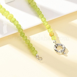 Dyed Round Natural Green Jade Graduated Beaded Necklaces&nbsp;GG-CBAA808-05P-F