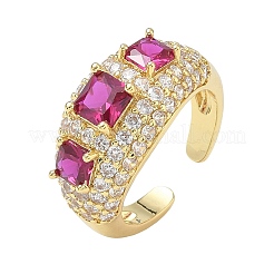 Brass Micro Pave Cubic Zirconia Cuff Open Rings for Women&nbsp;RJEW-L343-13G-06