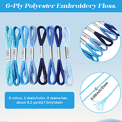 8 Skeins 8 Colors 6-Ply Polyester Embroidery Floss&nbsp;OCOR-CY0002-09B